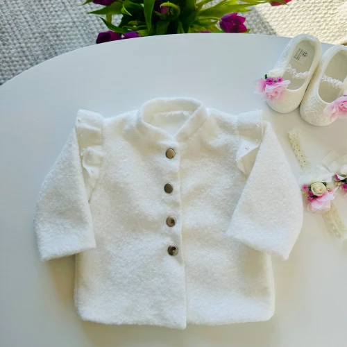 płaszczyk biały do chrztu dla dziewczynki